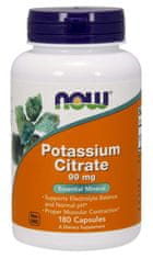 NOW Foods Potassium Citrate (draslík jako citrát draselný), 99 mg, 180 rostlinných kapslí