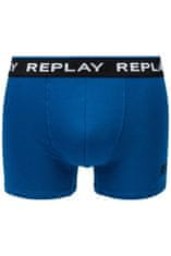 Replay Boxerky Boxer Style 2 Cuff Logo&Print 2Pcs Box - Black/Cobalt Blue S