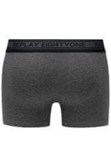 Replay Boxerky Boxer Style 6 Cuff Logo&Contrast Piping 2Pcs Box - Black/Dark Grey Mel. M