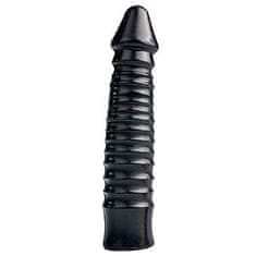 All Black All Black Large Dildo with Ribbed Shaft 26 cm, intenzivní žebrovaný kolík s průměrem 6 cm