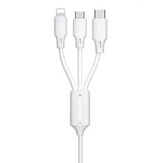 WK Design 3in1 kabel USB - Micro USB / Lightning / USB-C 2A 1.15m, bílý