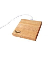 Bezdrátová nabíječka MIN PAD SQUARE - Dubové dřevo a bílý kabel
