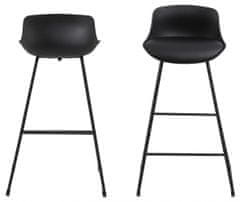 Barové židle Tina (SET 2ks), plast, černá