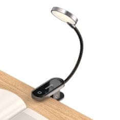 BASEUS Mini LED Reading lampa s klipem, sivá