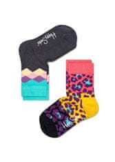 Happy Socks Dětské barevné ponožky Happy Socks, dva páry – Argyle a Leopard - 12-24M
