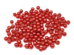 Kraftika 50g červená jahoda skleněné voskové perly 4mm, korálky