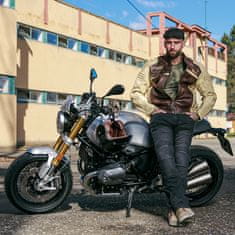W-TEC Pánská kožená moto bunda Retro (Velikost: L, Barva: černo-hnědo-béžová)