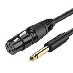 Ugreen AV131 audio kabel XLR - 6.35mm jack M/F 2m, černý