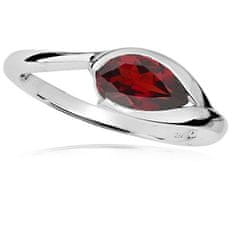 MOISS Elegantní stříbrný prsten s červeným granátem RG000 (Obvod 52 mm)