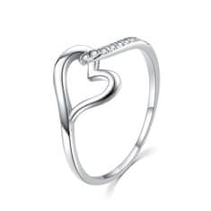 MOISS Okouzlující stříbrný prsten se zirkony Srdce R00019 (Obvod 60 mm)