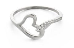 MOISS Okouzlující stříbrný prsten se zirkony Srdce R00019 (Obvod 60 mm)