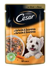 Cesar Kapsička pro dospělé psy s chutným kuřecím a zeleninovým ragů ve šťávě 24x100 g