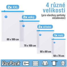 VivoVita VacPack – Balíček se 7 vakuovými pytli pro skladování a ochranu oděvů, povlečení a hraček