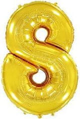 Fóliový balónek číslice 8 - zlatá - gold - 102cm