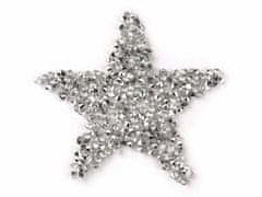 Kraftika 1ks stříbrná nažehlovací hvězda s kamínky