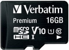 Verbatim MicroSDHC 16GB (Class 10) + SD adaptér (44082)