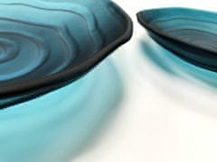 AXUM Bohemia LAGO skleněná dekorativní mísa d400 mm z masivního matného modrého skla