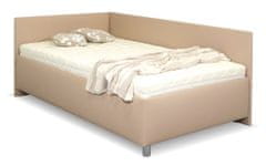 Bezvapostele Čalouněná postel Ryana levá, hnědá, 120x200 + rošt a matrace ZDARMA