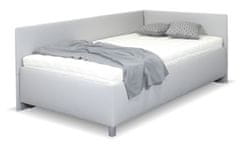 Bezvapostele Čalouněná postel Ryana pravá, sv.šedá, 120x200 + rošt a matrace ZDARMA