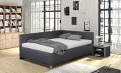 Bezvapostele Čalouněná postel Ryana pravá, tm.šedá, 120x200 + rošt a matrace ZDARMA