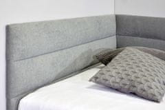 Bezvapostele Čalouněná postel NIOBE levá, šedá, 120x200 + rošt a matrace ZDARMA