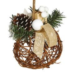 Guirma Vánoční dekorace zdobená proutěná koule 16cm