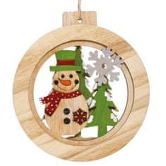 Guirma Vánoční dekorace Dřevěný sněhulák 14cm