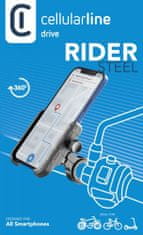 Univerzální hliníkový držák mobilního telefonu Rider Steel na řídítka pro motorku i kolo, černý (MOTOHOLDERALUK)