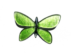 AXUM Bohemia MOTÝL Skleněná brož zelená, rozměr 60 x 35 mm, trávově zelená