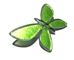 AXUM Bohemia MOTÝL Skleněná brož zelená, rozměr 60 x 35 mm, trávově zelená