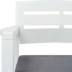 Greatstore 2místná zahradní lavice s poduškami bílá 133 cm plast