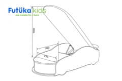 Futuka Kids Dětská postel auto UNO MOTOR + Matrace S-Alcantara + Zvedací mechanismus + LED světlomety + Spodní světlo + Spojler MODRÁ