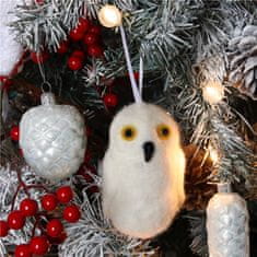 Decor By Glassor Vánoční dekorace bílá plstěná sovička z chráněné dílny