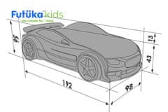 Futuka Kids Dětská postel auto NEO STAR-M + Matrace Standart + Zvedací mechanismus + Spojler BÍLÁ