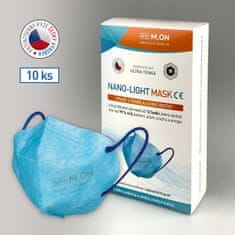 NANO M.ON LIGHT MASK (10 ks) "CE" nanorouška ve tvaru respirátoru - modrá barva (nanomon)