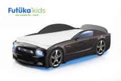 Futuka Kids Dětská postel auto LIGHT PLUS MG + LED světlomety + Spodní světlo ČERNÁ