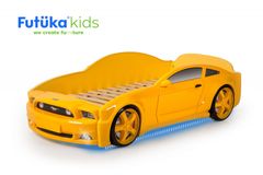 Futuka Kids Dětská postel auto LIGHT 3D MG + LED světlomety + Spodní světlo ŽLUTÁ