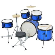 Greatstore Kompletní souprava bicích, ocel s práškovým lakem modrá, pro děti