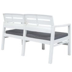 Greatstore 2místná zahradní lavice s poduškami bílá 133 cm plast