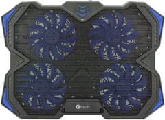 C-Tech Chladící podložka Zefyros (GCP-01B), casual gaming, 17,3", modré podsvícení