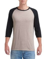 Anvil Baseballové tričko s 3/4 rukávy, béžová/černá, M