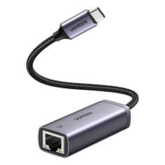 Ugreen CM483 externí síťový adaptér USB-C / RJ45, šedý