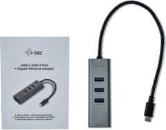 I-TEC USB C Metal 3 port HUB Gigabit Ethernet 1x USB C na RJ-45 3x USB 3.0 LED