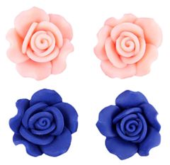 PRIMARK 2x modré, růžové náušnice PRIMARK OPIA rose