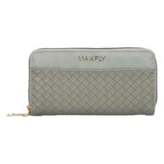 MaxFly Velká a prostorná dámská koženková peněženka Dolly, šedá
