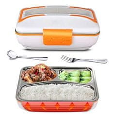 commshop Ohřívací box na jídlo s kovovou nádobou a příborem zelená - do zásuvky