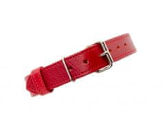 TLW Červený kožený obojek pro psa CLASSIC, vel.: XXS, obvod krku 20-30cm, šíře 20mm