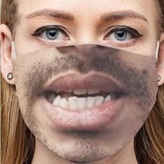 Ali 02U Zábavná maska na obličej 3D potisk - úsměv s vousy