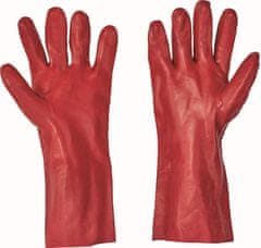 Fridrich&Fridrich Chemické celomáčené PVC pracovní rukavice Redstart Light HS 04-004, délka 35 cm