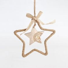 Eurolamp SA Vánoční dekorace Závěsná hvězda, dřevo 27 x 15 x 0,5 cm, 1 ks